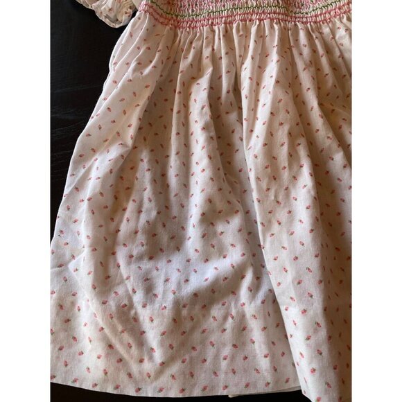 Handmade Pink Rosebud Print Smocked Girls Dress Size 3 - Picture 4 of 8